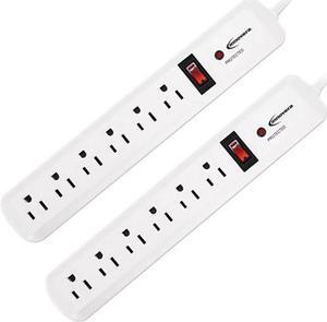 Surge Protector, 6 Outlets, 4Ft Cord, 540 Joules, 2/Pk