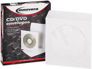 Innovera Cd/Dvd Envelopes, Clear Window, White, 50/Pack 39403