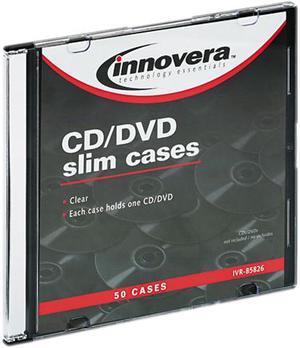 Cd/Dvd Polystyrene Thin Line Storage Case, Clear, 50/Pack