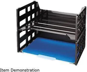 Officemate Recycled High Rise Desk Tray 13 1/4 x 9 x 10 1/4 Letter Black 2/PK 26056