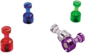 Officemate Push Pin Magnets Assorted Translucent 3/4" x 3/8" 10 per Pack 92515