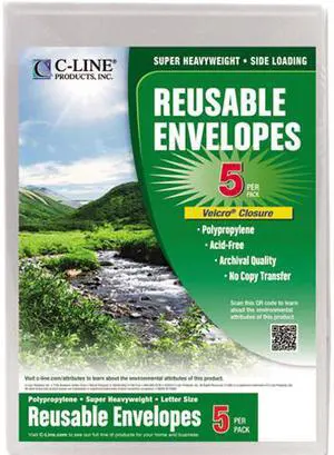 Biodegradable Poly Envelope, Hook-and-Loop fastener Closure, 9 1/4 X 12 4/5, Clear