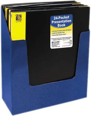 C-line 33240 Bound Sheet Protector Presentation Book, 24 Sleeves, 11 x 8-1/2, Black