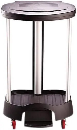 Premium Step-On Linen Hamper, 20 3/8w X 22 1/4d X 37 7/8h, Alum./plastic, Black