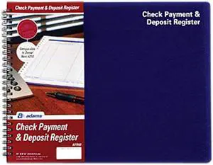 Adams AFR60 Check Payment & Deposit Register - 96 Sheet(s) - 11" x 8 1/2" Sheet Size - White Sheet(s) - 1 Each