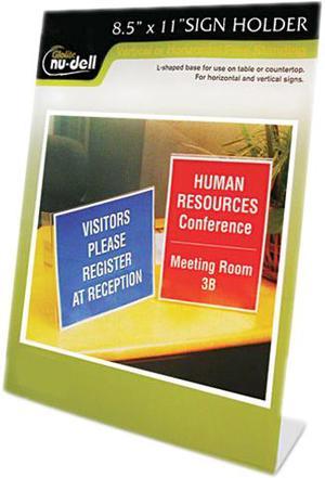 Clear Plastic Sign Holder, Stand-Up, Slanted, 8 1/2 X 11