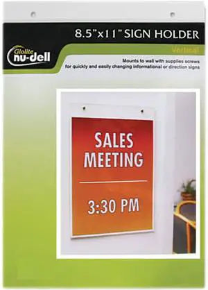 Clear Plastic Sign Holder, Wall Mount, 8 1/2 X 11