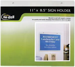 Clear Plastic Sign Holder, Wall Mount, 8 1/2 X 11