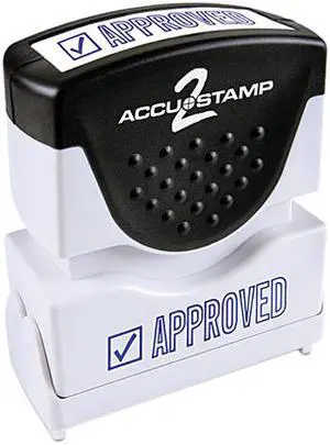 Accustamp2 Shutter Stamp With Microban, Blue, Approved, 1 5/8 X 1/2