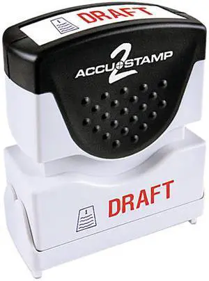Accustamp2 Shutter Stamp with Microban, Red/Blue, DRAFT, 1 5/8 x 1/2