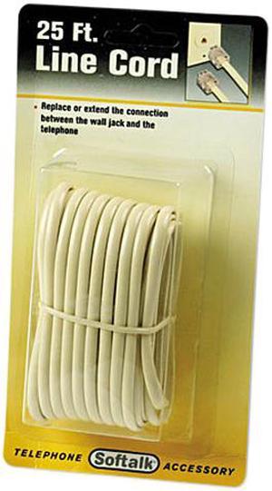 Softalk Telephone Extension Cord, Plug/Plug, 25 Ft., Ivory 04020