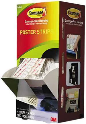 Poster Strips, 3/4" X 2 1/8", White, 100/Carton
