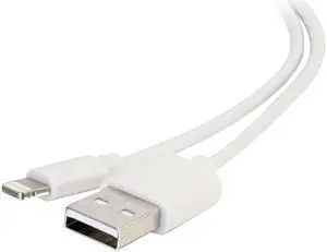 C2G 35498 1M USB A MALE TO LIGHTNING MALE SYNC AND CHARGING CABLE - WHITE (3.3FT)