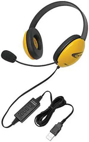 Califone Yellow Stereo Headset w/ Mic, USB Connector Via Ergoguys