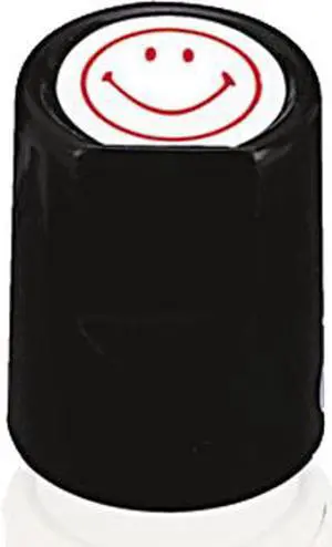 Universal Round Message Stamp, SMILEY FACE, Pre-Inked/Re-Inkable, Red