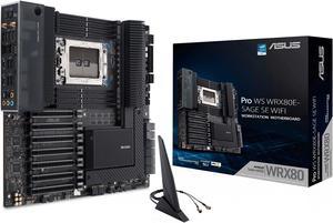 ASUS Pro WS WRX80E-SAGE SE WIFI AMD Threadripper Pro EATX workstation motherboard (PCIe 4.0, ASMB9-iKVM, 2x10Gb LAN, 7xPCIe 4.0 X16 slots, 3xM.2,2xU.2 ports, 11 USB 3.2 Gen 2 ports,8-channel DDR4 ECC)