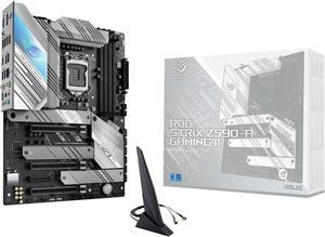 ASUS ROG STRIX Z590-A GAMING WIFI II IntelZ590 LGA 1200 ATX motherboard with PCIe 4.0, 14+2 teamed power stages, Two-Way AI Noise Cancelation, AI Overclocking, AI Cooling, AI Networking, WiFi 6.