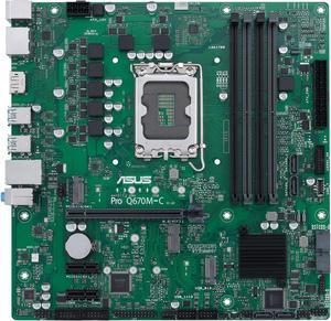 ASUS Pro Q670M-C-CSM LGA 1700 (Intel 12th & 13th Gen & Intel vPro) mATX Commercial Motherboard (PCIe 4.0, DDR5 4800, 2xNVMe SSD M.2 slots, 4xUSB 3.2 Gen 2 ports, front USB 3.2 Gen 1 Type-C)