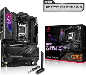 ASUS ROG STRIX X670E-E GAMING WIFI AMD X670 AM5 Ryzen Desktop 9000 8000 & 7000 ATX motherboard, 18+2 power stages, DDR5, 4x M.2 slots with heatsink, PCIe 5.0, USB 3.2 Gen 2x2, WiFi 6E, AI Cooling II