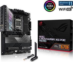 ASUS ROG CROSSHAIR X670E HERO (WiFi 6E) Socket AM5 (LGA 1718) Ryzen 7000 gaming motherboard ATX (18 + 2 power stages, PCIe 5.0, DDR5 support, five M.2 slots, USB 3.2 Gen 2x2 front-panel connector)