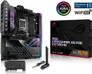 ASUS ROG Crosshair X670E Extreme (WiFi 6E) Socket AM5 (LGA 1718) Ryzen 7000 EATX Gaming motherboard EATX (20 + 2 power stages, PCIe 5.0, DDR5 support, five M.2 slots, USB 3.2 Gen 2x2 front-panel)