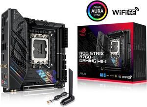 Open Box ASUS ROG Strix B760I Gaming WiFi Intel B76013th and 12th Gen LGA 1700 miniITX motherboard 8  1 power stages DDR5 up to 7600 MTs PCIe 50 two M2 slots WiFi 6E USB 32 Gen 2x2 TypeC