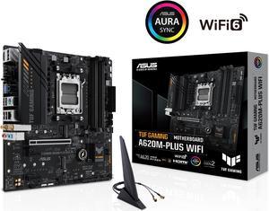ASUS TUF GAMING A620M-PLUS WiFi AMD AM5 Ryzen7000 microATX gaming motherboard DDR5, PCIe 4.0, 2xM.2 slots,2.5Gb Ethernet,Wi-Fi 6, 2 x DisplayPort, HDMI, USB 3.2 Gen 1 ports, front USB 3.2 Gen 1 Type C
