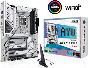 ASUS Z790-AYW WIFI W Intel Z790 (LGA 1700) ATX motherboard with PCIe 4.0, 3x M.2 slots, 12+1 DrMOS, DDR5, WIFI 6, 2.5Gb LAN, USB 10Gbps Type-C, Thunderbolt (USB4), Aura Sync, Armoury Crate