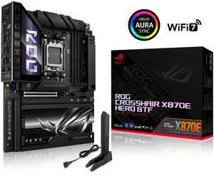 ASUS ROG CROSSHAIR X870E HERO BTF AMD X870E ATX Board with Hidden-connector Design and High-power GPU Slot for Clean Cable Management, 18+2+2 Power, DDR5, WiFi 7, 5x M.2, PCIe 5.0, USB4