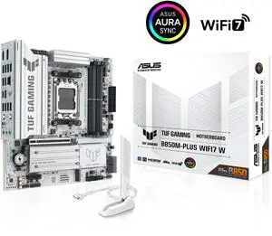 ASUS TUF GAMING B850M-PLUS WIFI7 W AMD B850 mATX motherboard, 14+2+1 80A DrMOS power stages, DDR5, PCIe 5.0, 3xM.2 slots, WiFi 7, 2.5Gb Ethernet, DisplayPort, HDMI, rear 20Gbps and front 10Gbps USB-C