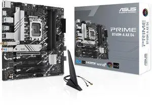 ASUS Prime B760M-A AX D4 Intel LGA 1700 (14th/13th/12th Gen) mATX Motherboard (PCIe 4.0, WiFi 6, Dual M.2, 2.5Gb LAN, DDR4, DP/Dual HDMI, Aura Sync ARGB) ASUS Prime B760M-A AX D4 Intel LGA 1700 (14th/13th/12th Gen) mATX Motherboard (PCIe 4.0, WiFi 6, Dual M.2, 2.5Gb LAN, DDR4, DP/Dual HDMI, Aura Sync ARGB)