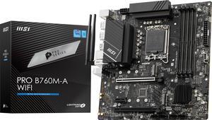 MSI PRO B760M-A WIFI LGA 1700 Intel B750 SATA 6Gb/s DDR5 mATX Motherboard ,Wi-Fi 6E, Bluetooth 5.3,  premium 2.5G LAN, Frozr AI Cooling