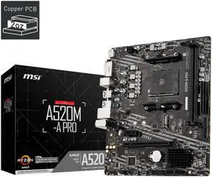 MSI A520M-A PRO AM4 AMD A520 SATA 6Gb/s USB 3.0 Micro ATX AMD Motherboard