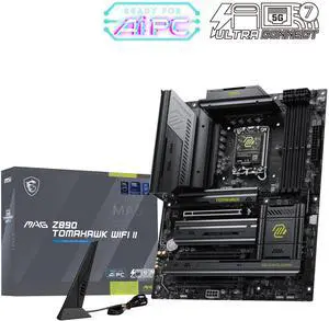 MSI MAG Z890 TOMAHAWK WIFI II Gaming Motherboard, LGA 1851, Intel Z890, Supports Core Ultra Series 2 Processors, DDR5, PCIe 5.0, M.2 Gen5, Wi-Fi 7, Bluetooth 5.4, 5G LAN, Thunderbolt 4, ATX MSI MAG Z890 TOMAHAWK WIFI II Gaming Motherboard, LGA 1851, Intel Z890, Supports Core Ultra Series 2 Processors, DDR5, PCIe 5.0, M.2 Gen5, Wi-Fi 7, Bluetooth 5.4, 5G LAN, Thunderbolt 4, ATX