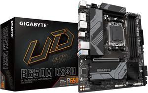 GIGABYTE B650M DS3H AM5 LGA 1718 AMD B650 M-ATX Motherboard with 5-Year Warranty, DDR5, PCIe 4.0 M.2, PCIe 4.0, USB 3.2 Gen2X2 Type-C, , 2.5GbE LAN