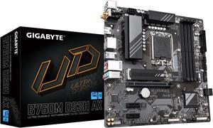GIGABYTE B760M DS3H AX LGA 1700 Intel B760 M-ATX Motherboard with DDR5, 2* M.2, PCIe 4.0, USB 3.2 Gen 2 Type-C, WiFi 6E, 2.5GbE LAN, Q-Flash Plus, PCIe EZ-Latch