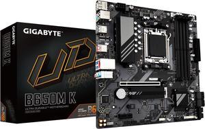GIGABYTE B650M K AM5 LGA 1718 AMD B650 M-ATX Motherboard, DDR5, 2x PCIe 4.0 M.2, PCIe 4.0, USB 3.2 Gen2 Type-C, 2.5GbE LAN