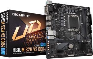 GIGABYTE H610M S2H V2 DDR4 H610 Intel LGA 1700 Micro ATX Motherboard with DDR4, Single M.2, PCIe 4.0, USB 3.2 Gen1, Realtek 1GbE LAN