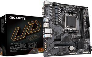 GIGABYTE A620M S2H AM5 LGA 1718 AMD A620 M-ATX Motherboard with 3-Year Warranty, DDR5, Single M.2, PCIe 4.0, USB 3.2 Gen1, Realtek 1GbE LAN, Q-Flash Plus, PCIe EZ-Latch