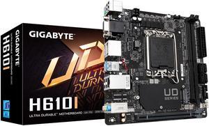 GIGABYTE H610I H610 Intel LGA 1700 Mini-ITX Motherboard with DDR5, Single M.2, PCIe 4.0, USB 3.2 Gen1, Intel GbE LAN Chip