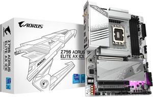 GIGABYTE Z790 AORUS ELITE AX ICE LGA 1700 Intel Z790 X ATX Motherboard with DDR5 4 M2 PCIe 50 USB 32 TypeC WiFi 6E 25GbE LAN QFlash Plus EZLatch Plus