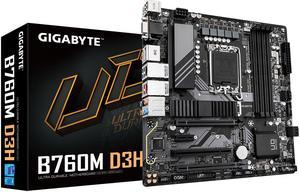 GIGABYTE B760M D3H LGA 1700 Intel B760 M-ATX Motherboard with DDR5, Dual M.2, PCIe 4.0, USB 3.2 Gen 2 Type-C,  Intel 2.5GbE LAN, Q-Flash Plus, PCIe EZ-Latch
