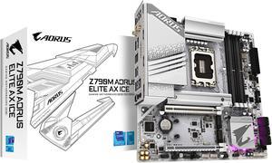GIGABYTE Z790M AORUS ELITE AX ICE LGA 1700 Intel Z790 M-ATX Motherboard with DDR5, Triple M.2, PCIe 5.0, USB 3.2 Gen2X2 Type-C, Intel Wi-Fi 6E, 2.5GbE LAN, Q-Flash Plus, EZ-Latch Plus