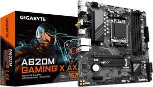 GIGABYTE A620M GAMING X AX (Rev. 1.1) AM5 LGA 1718 AMD A620 M-ATX, DDR5, PCIe 4.0 M.2, PCIe 4.0, USB 3.2 Gen1x2 Type-C, Wi-Fi 6E, Realtek 1GbE LAN, Q-Flash Plus, PCIe EZ-Latch