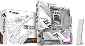 GIGABYTE B850M AORUS ELITE WIFI6E ICE AMD AM5 LGA 1718 Motherboard, mATX, DDR5, 2x M.2, PCIe 5.0, USB-C, WIFI6E, 2.5GbE LAN, EZ-Latch