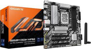 GIGABYTE B860M DS3H WIFI6E Intel Core Ultra (Series 2) LGA 1851 Motherboard, mATX, DDR5, 2x M.2, PCIe 5.0, USB-C, WIFI6E, 2.5GbE LAN, EZ-Latch