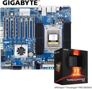 GIGABYTE MC62-G40 AMD Ryzen Threadripper PRO Workstation Board with AMD Threadropper Pro 5955WX Bundle Deal,16-core, 32-Thread, Processor Integrated by GIGABYTE