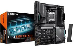 GIGABYTE X870E EAGLE X3D WF7 AMD AM5 ATX Motherboard, Supports AMD Ryzen 9000/8000/7000 Series, DDR5, 16+2+2 Power Phase, 4x M.2, PCIe 5.0, USB4 Type-C, WIFI7, 5 GbE, PCIe EZ-Latch, 5-Year Warranty GIGABYTE X870E EAGLE X3D WF7 AMD AM5 ATX Motherboard, Supports AMD Ryzen 9000/8000/7000 Series, DDR5, 16+2+2 Power Phase, 4x M.2, PCIe 5.0, USB4 Type-C, WIFI7, 5 GbE, PCIe EZ-Latch, 5-Year Warranty