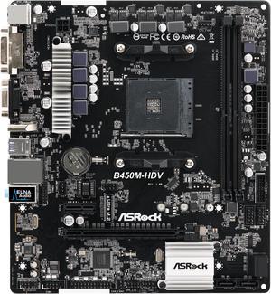 ASRock B450M-HDV AM4 AMD Promontory B450 SATA 6Gb/s USB 3.1 HDMI Micro ATX AMD Motherboard