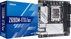 ASRock Z690M-ITX/ax LGA 1700 (14th,13th,12th Gen) Intel Z690 SATA 6Gb/s DDR4 Mini ITX Intel Motherboard